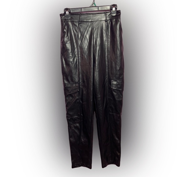 Faux Leather Black Cargo Pants Small - Picture 1 of 4